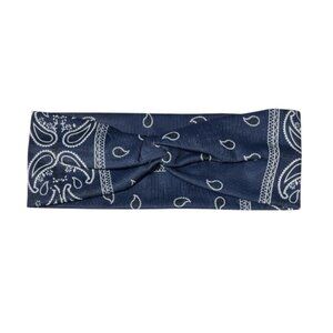 Blue Paisley Twisted Knot Cotton Wide Stretch Headband